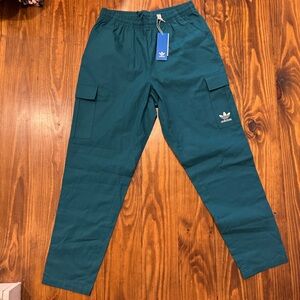 adidas Men’s Teal Green Cargo Pants with Trefoil Logo